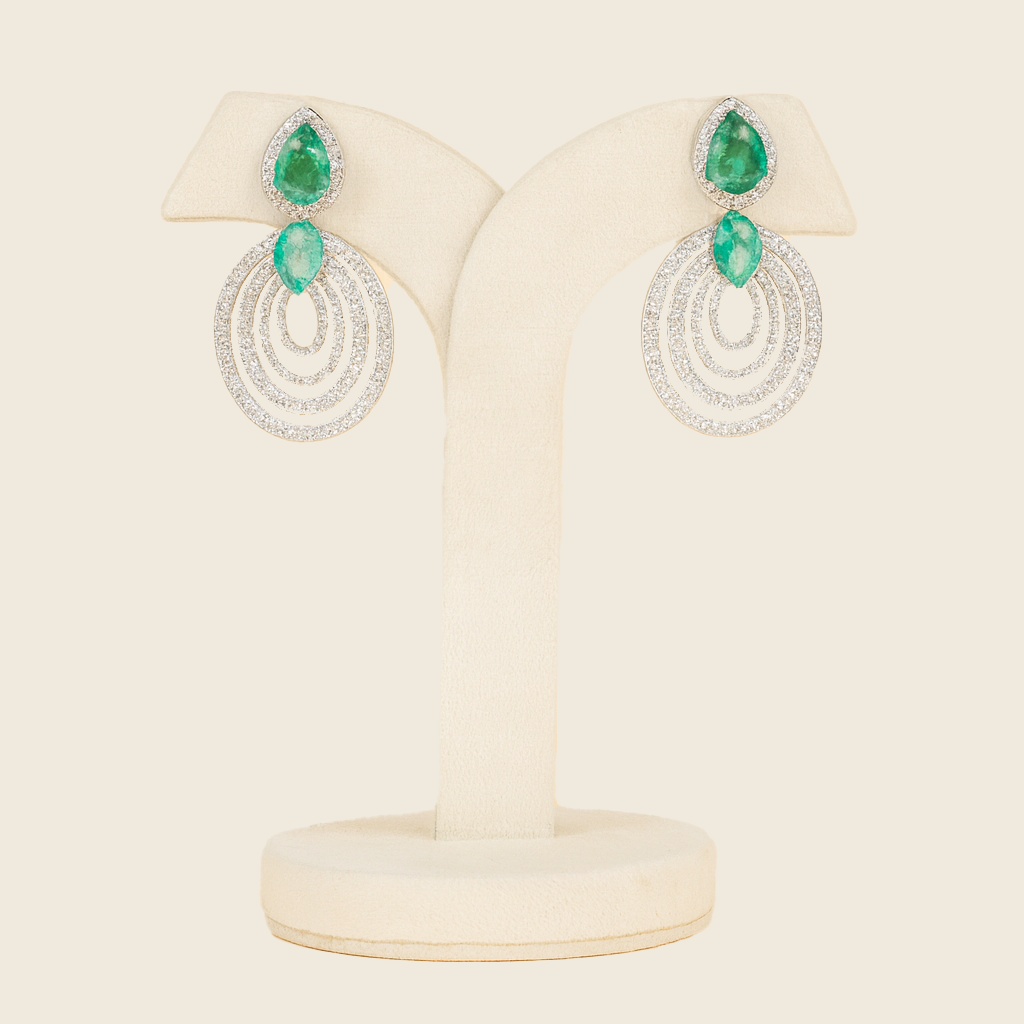 Aanura Emerald Teardrop Multi-Hoop Dangle Earrings