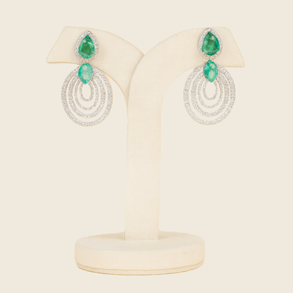 Aanura Emerald Teardrop Multi-Hoop Dangle Earrings