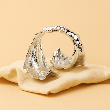 Aanura Silver Textured Statement Bracelet