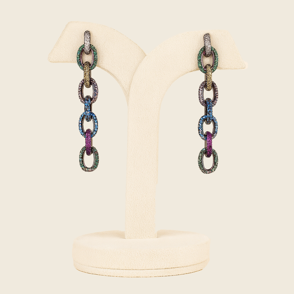 Aanura Royal Blue Oval Stud Earrings with CZ Halo