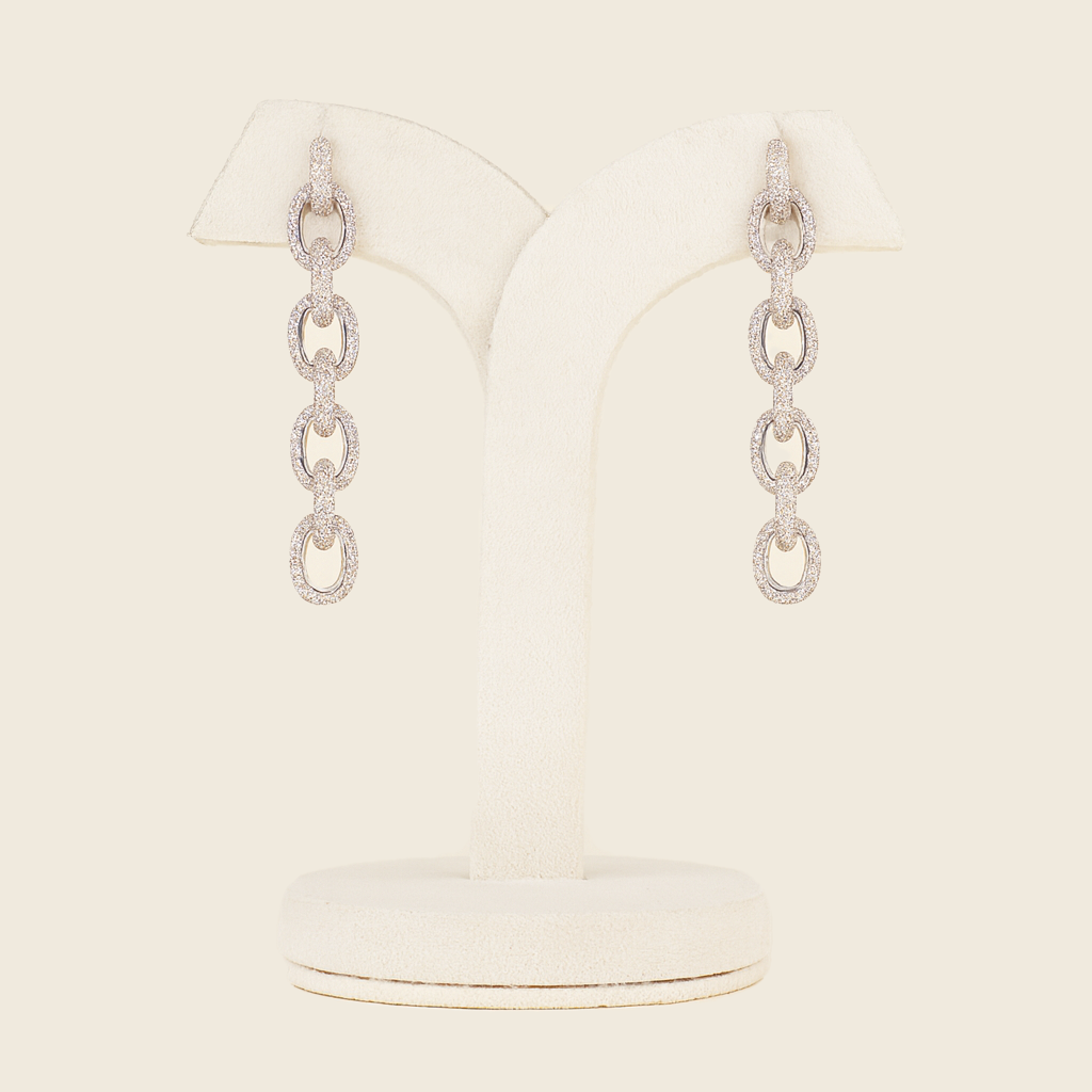 Aanura Royal Blue Oval Stud Earrings with CZ Halo