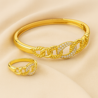 Aanura Gold Twisted Link Crystal Bracelet