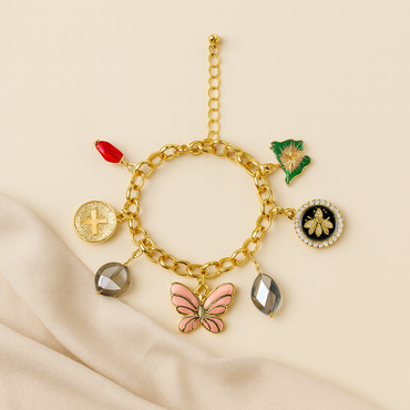 Aanura Butterfly & Crystal Multicharm Bracelet