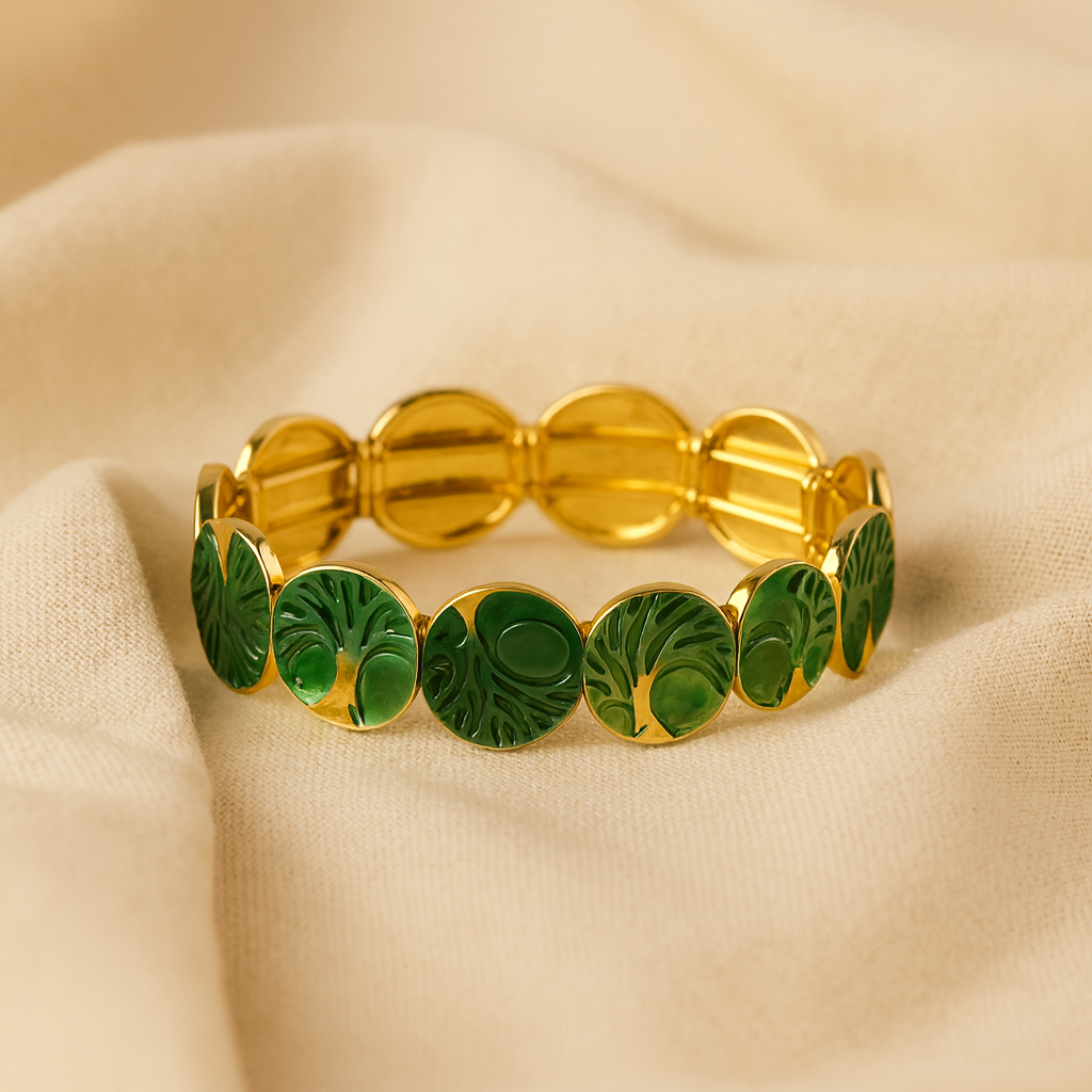 Aanura Verdant Forest Gold Enamel Bracelet