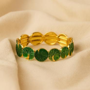 Aanura Verdant Forest Gold Enamel Bracelet
