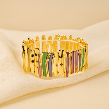 Aanura Abstract Strokes Enamel Gold Bracelet