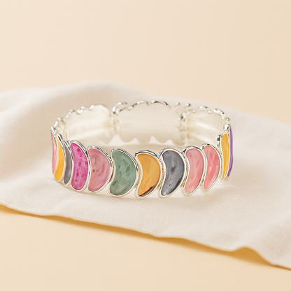 Aanura Pastel Petals Abstract Silver Bracelet