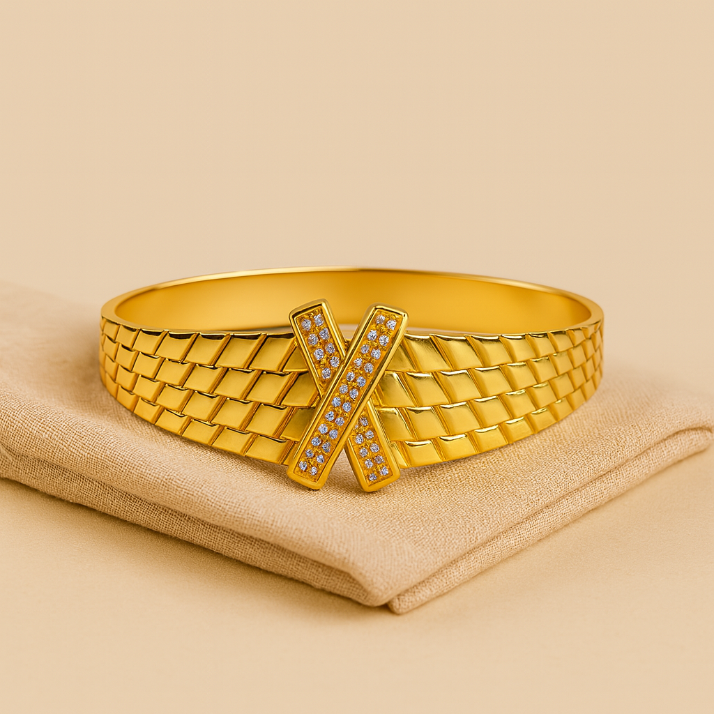 Aanura Textured Gold X Motif Bracelet