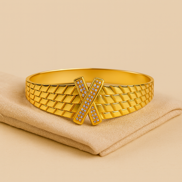Aanura Textured Gold X Motif Bracelet