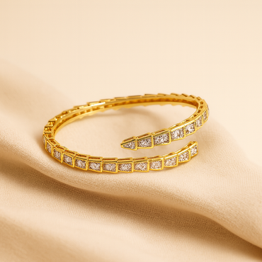 Aanura Serpent-Inspired Gold Diamond Coil Bracelet