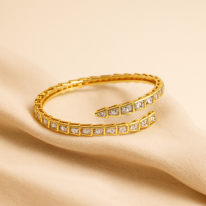Aanura Serpent-Inspired Gold Diamond Coil Bracelet