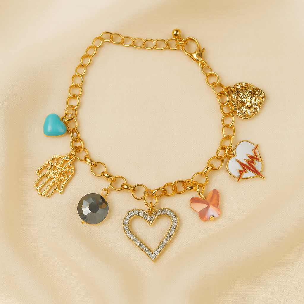 Aanura Multicharm Gold Bracelet with Motifs