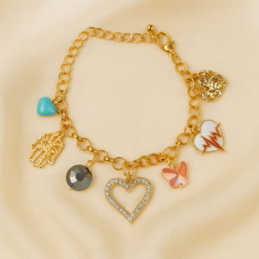 Aanura Multicharm Gold Bracelet with Motifs