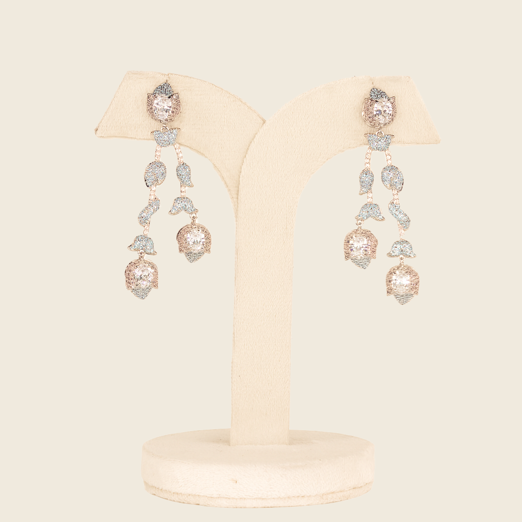 Aanura Silver Ruby Dangle Statement Earrings