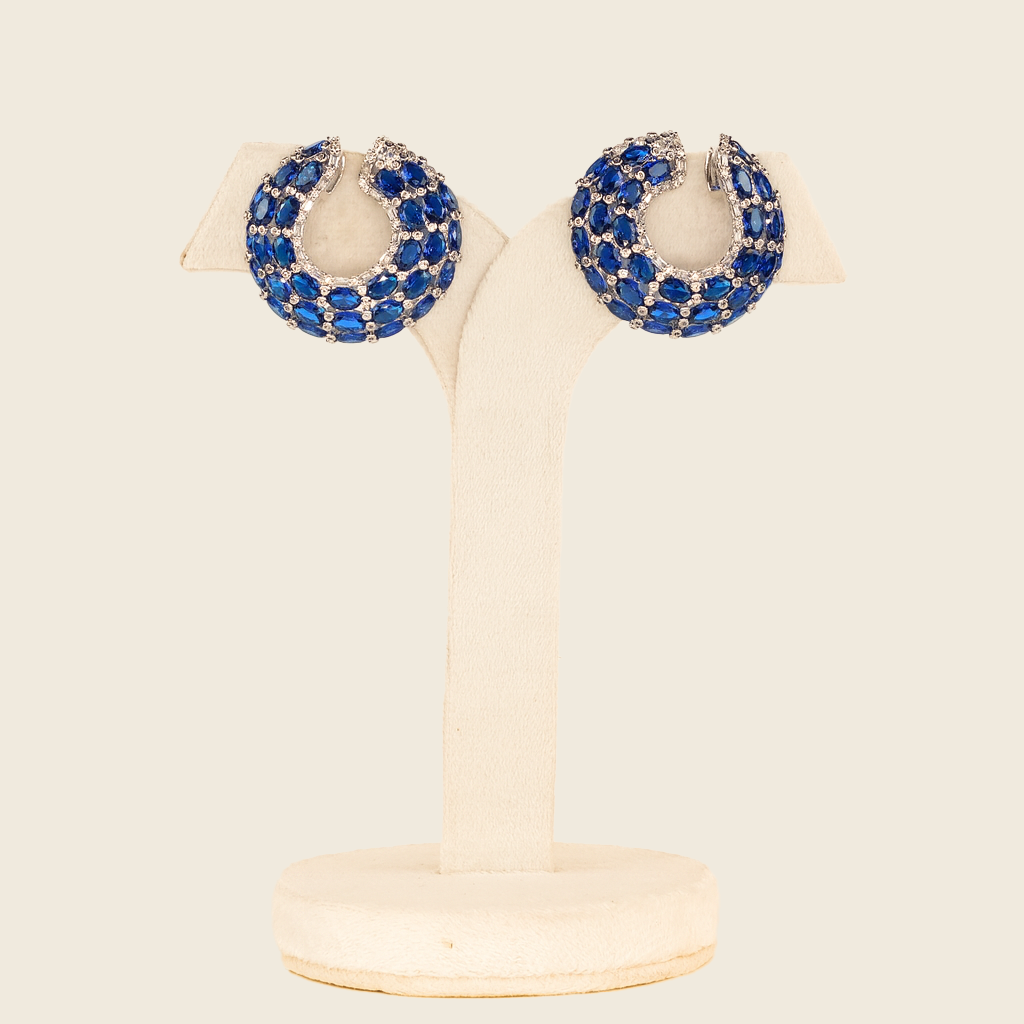 Aanura Emerald Green Encrusted Hoop Earrings