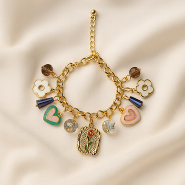 Aanura Heart & Floral Multicharm Bracelet