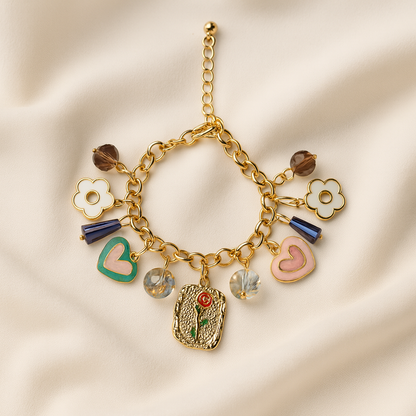 Aanura Heart & Floral Multicharm Bracelet