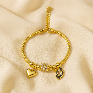 Aanura Gold Evil Eye & Heart Charm Bracelet
