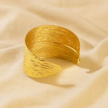 Aanura Textured Wide Gold Cuff Bracelet