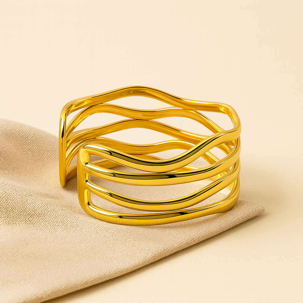 Aanura Golden Wave Cuff Bracelet