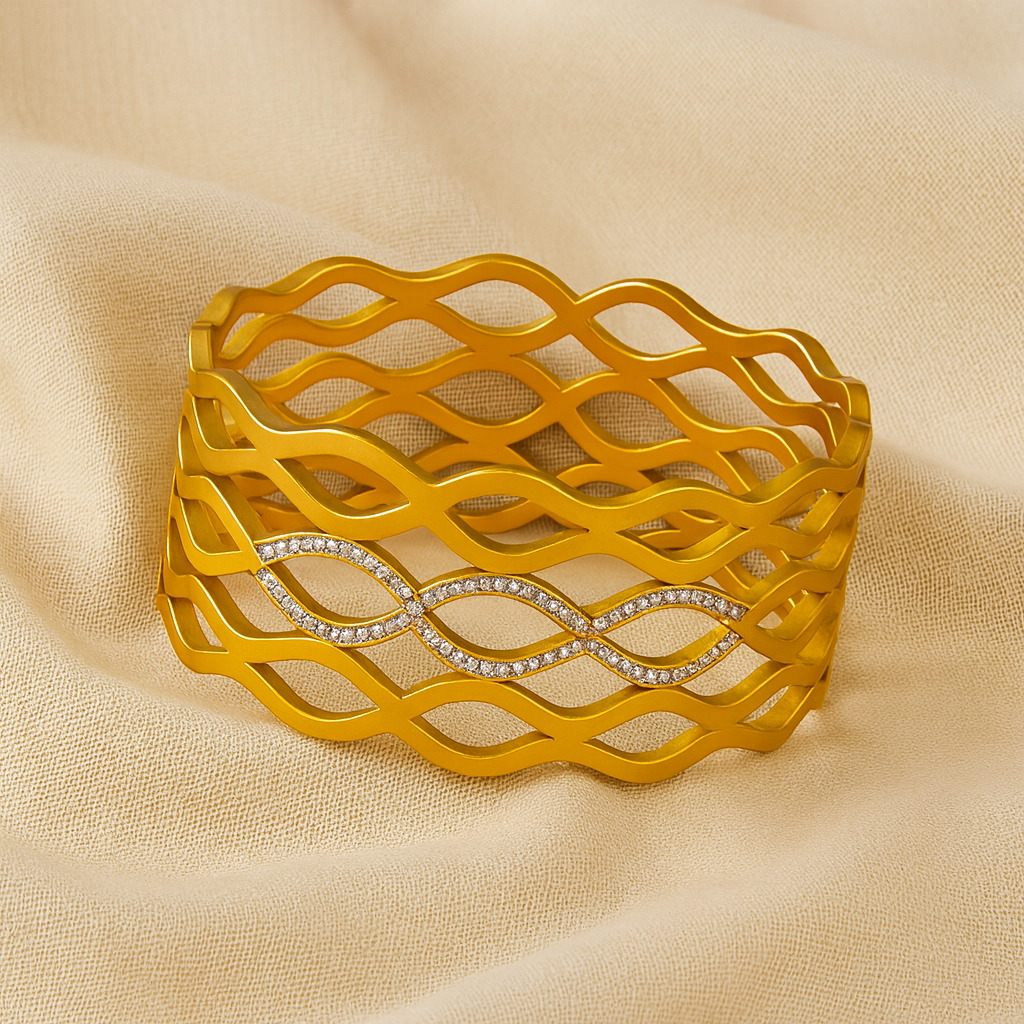 Aanura Golden Lattice Crystal Wave Bracelet