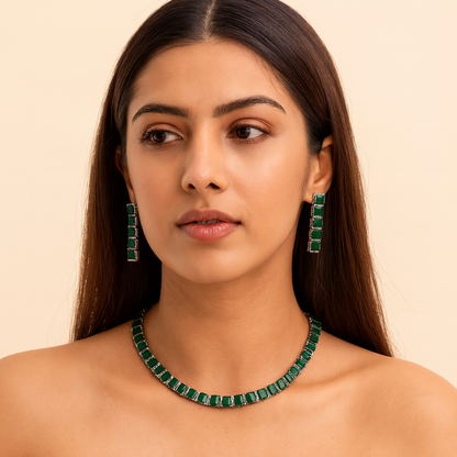 Aanura Green Malachite Necklace, Bracelet & Earring Set