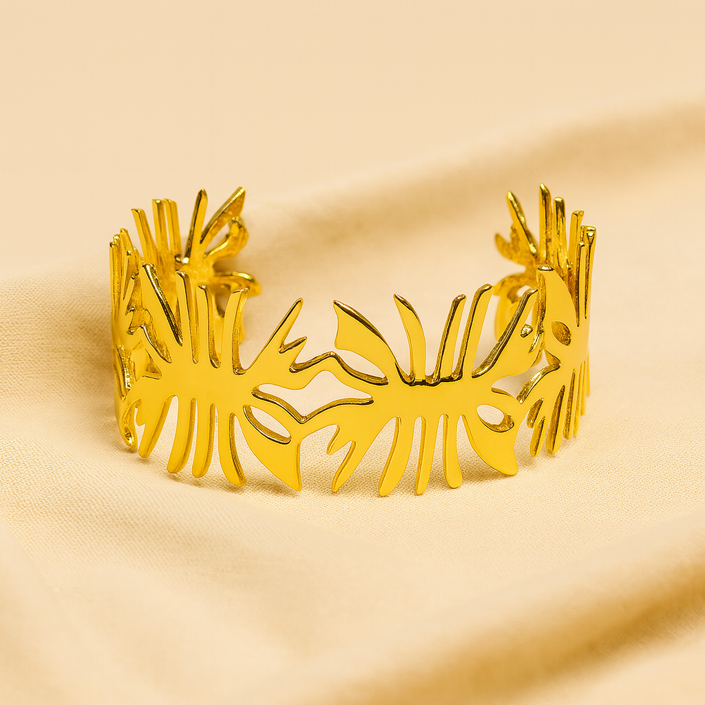 Aanura Tropical Gold Leaf Cut-Out Bracelet