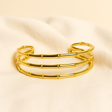 Aanura Triple Bamboo Gold Cuff Bracelet