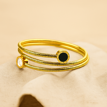 Aanura Dual-Tone Roman Coin Coil Bracelet