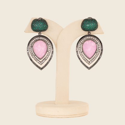 Aanura Blue Teardrop Dual-Tone Dangle Earrings