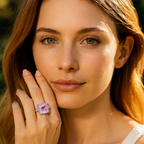 Rhodium Plated Purple Pavé Anti-Tarnish Waterproof Ring