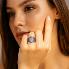 Rhodium Plated Emerald Pavé Anti-Tarnish Waterproof Ring