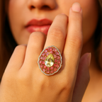 Rhodium Plated Iridescent Halo Anti-Tarnish Waterproof Ring