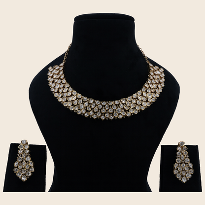 Aanura Grand Kundan Choker Necklace with Earrings
