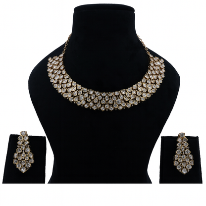 Aanura Grand Kundan Choker Necklace with Earrings