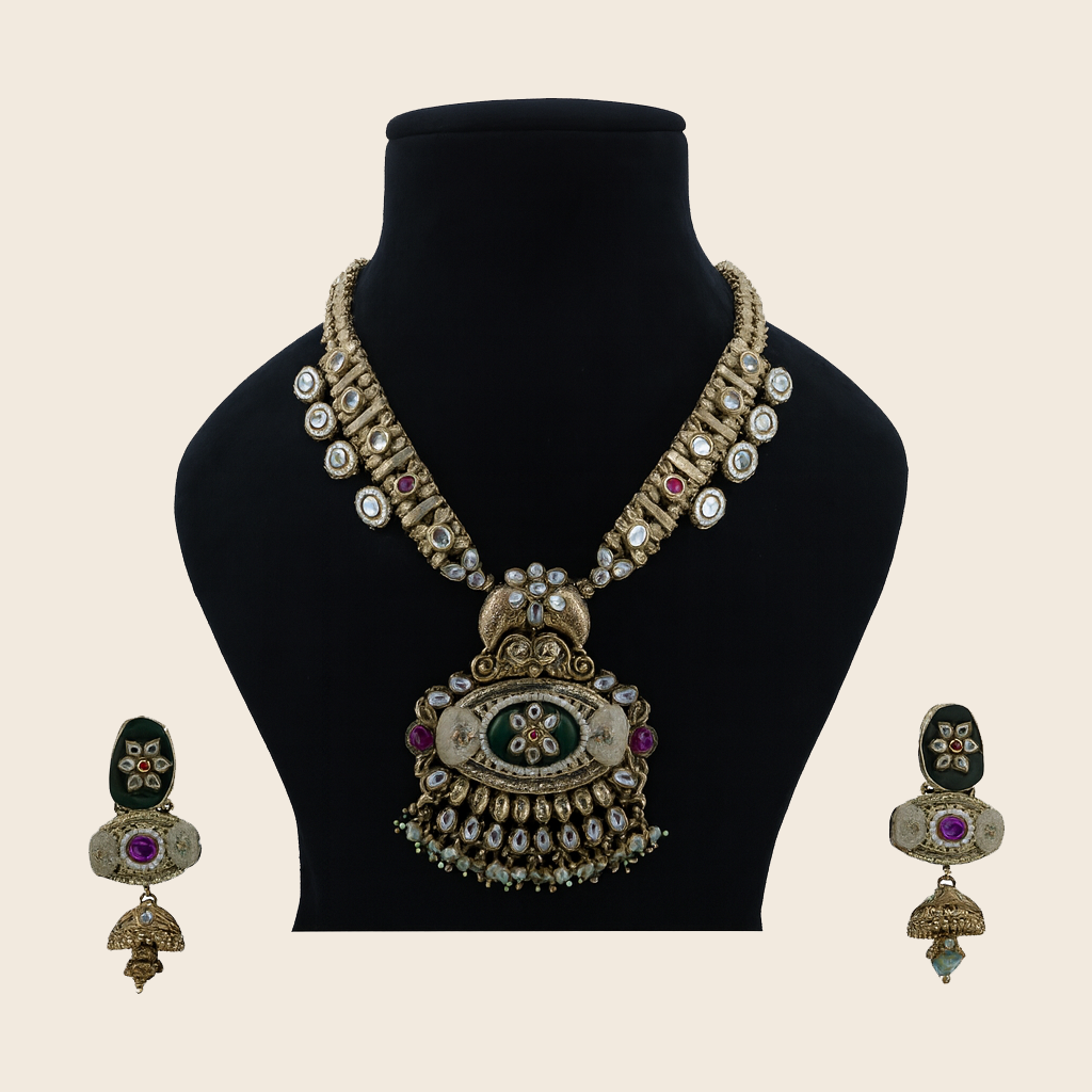 Aanura Antique Rani Haar with Kundan & Pearl Pendant