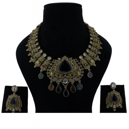 Aanura Antique Bridal Necklace with Ruby Red Stones