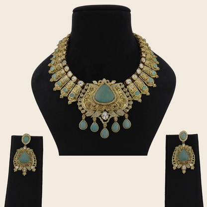Aanura Antique Bridal Necklace with Ruby Red Stones