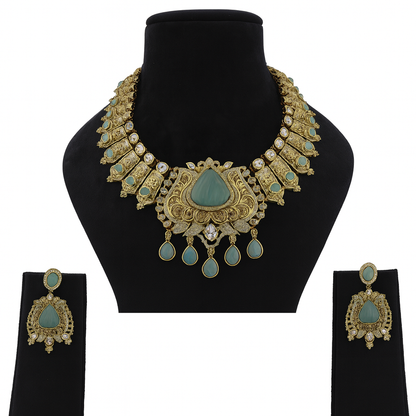 Aanura Antique Bridal Necklace with Ruby Red Stones