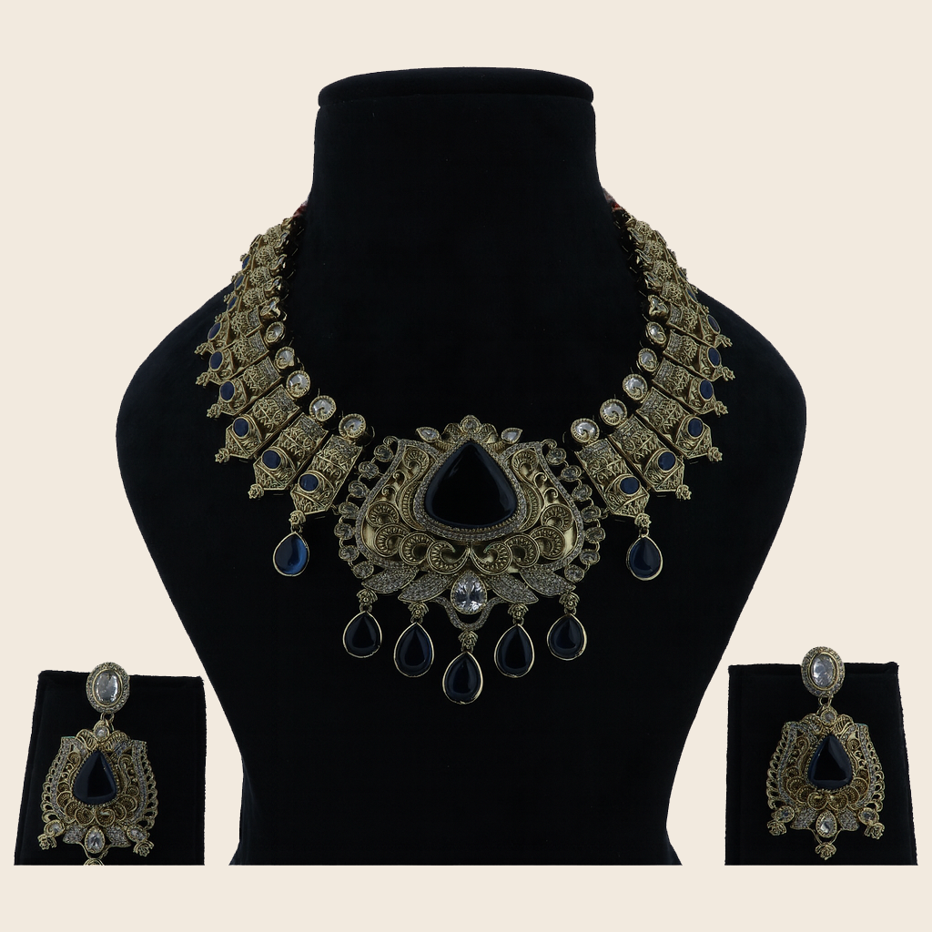 Aanura Antique Bridal Necklace with Ruby Red Stones