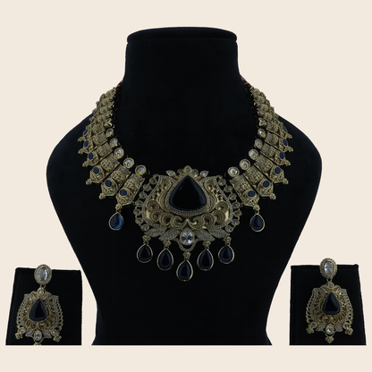 Aanura Antique Bridal Necklace with Ruby Red Stones