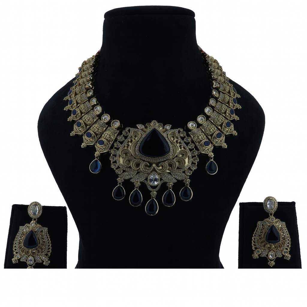 Aanura Antique Bridal Necklace with Ruby Red Stones