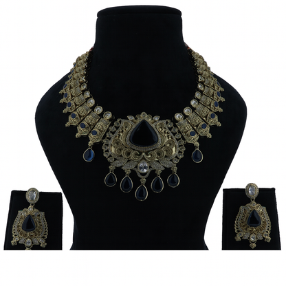 Aanura Antique Bridal Necklace with Ruby Red Stones