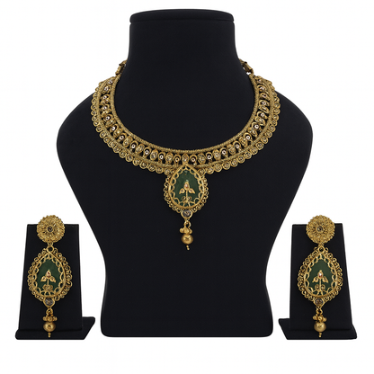Aanura Antique Necklace with Ruby Teardrop Pendant
