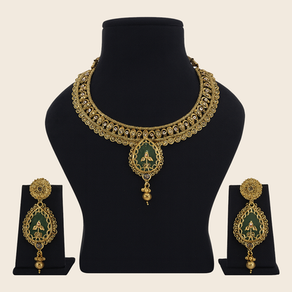 Aanura Antique Necklace with Ruby Teardrop Pendant