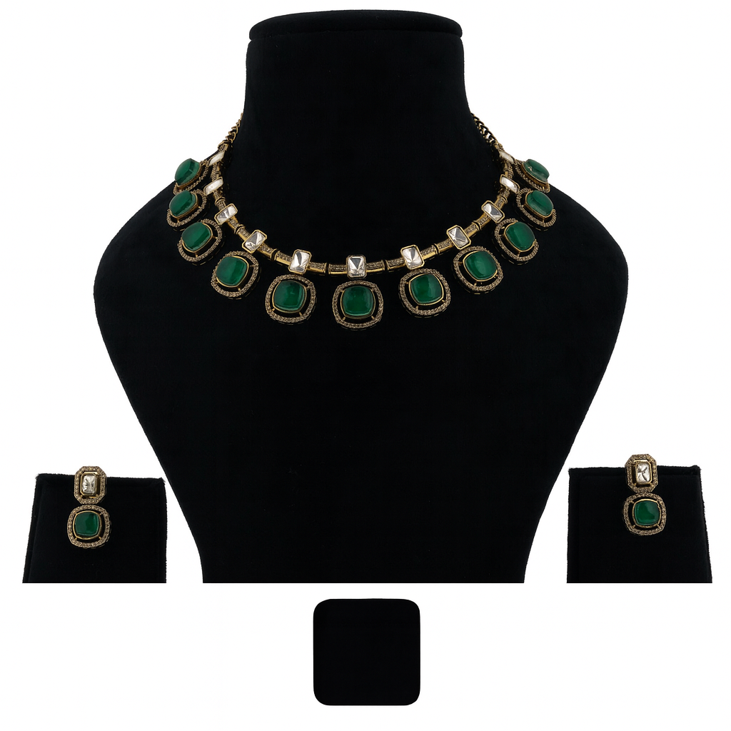 Aanura Ruby Choker Necklace with Kundan Accents
