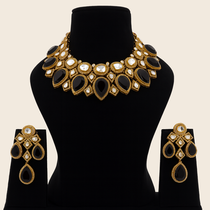 Aanura Grand Red Bridal Necklace with Kundan Embellishments