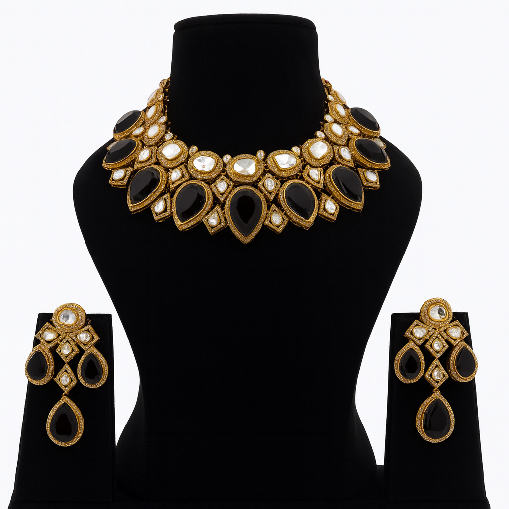 Aanura Grand Red Bridal Necklace with Kundan Embellishments