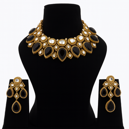Aanura Grand Red Bridal Necklace with Kundan Embellishments