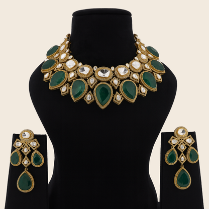Aanura Grand Red Bridal Necklace with Kundan Embellishments